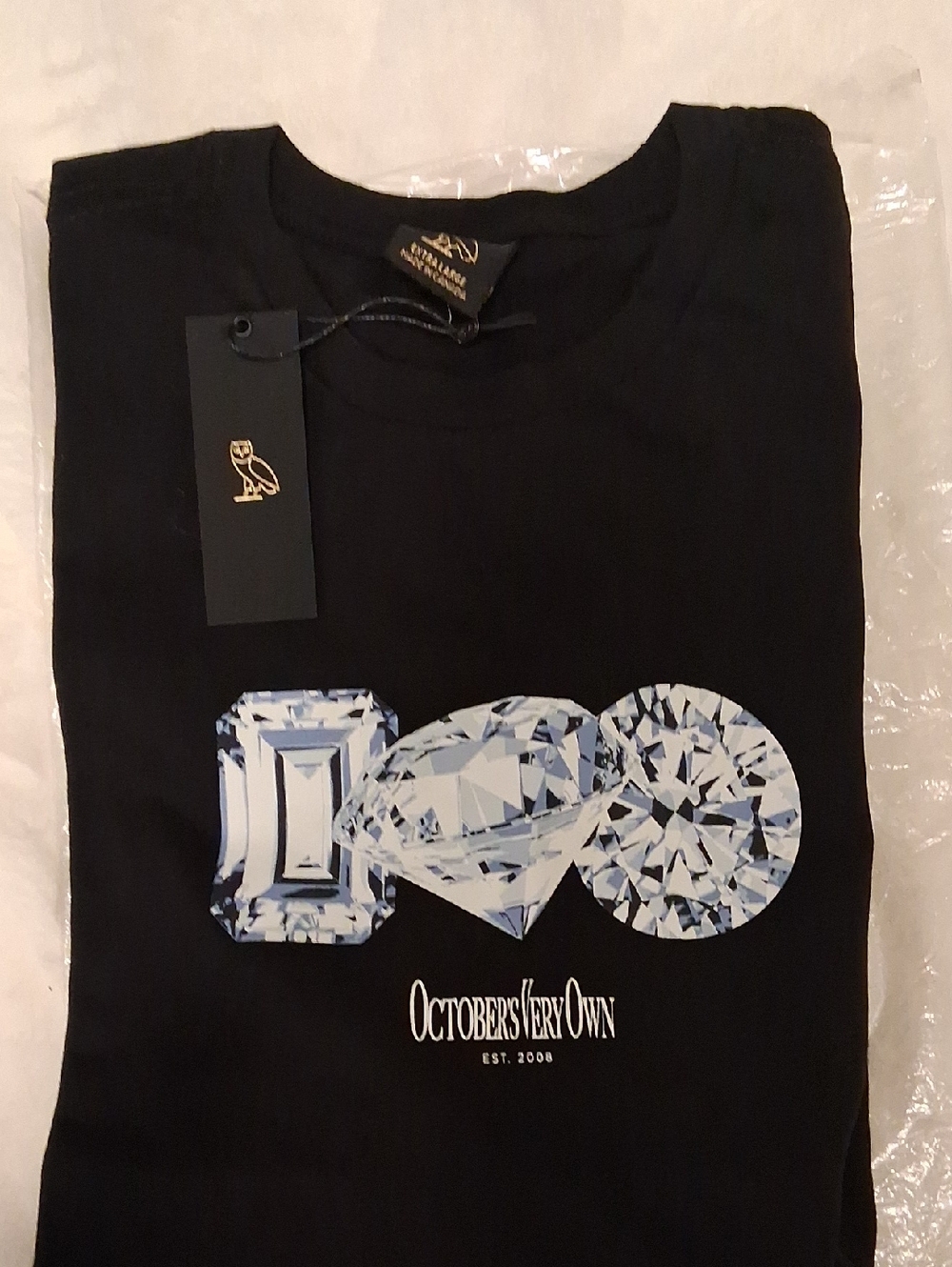 OVO Black Short Sleeve Tee with Diamond Graphic